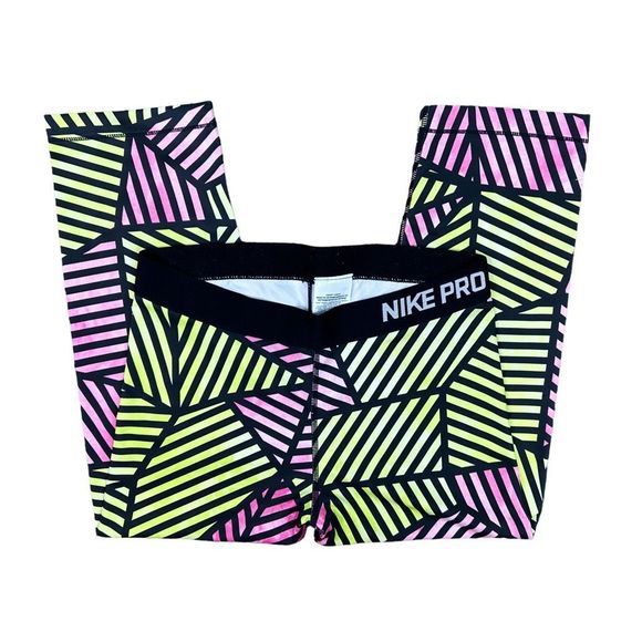 Nike Dri-Fit Pro Web Fade Training Capris - Pink / Volt - Size Large - Picture 3 of 9
